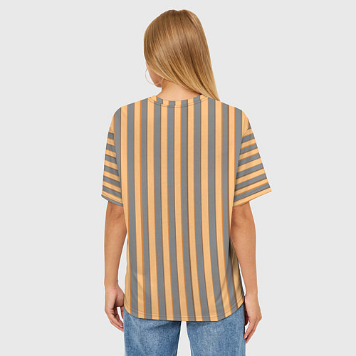 Женская футболка оверсайз Полосатый серый и желтый / 3D-принт – фото 4