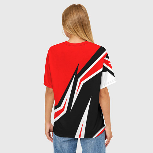 Женская футболка оверсайз Ducati- red stripes / 3D-принт – фото 4