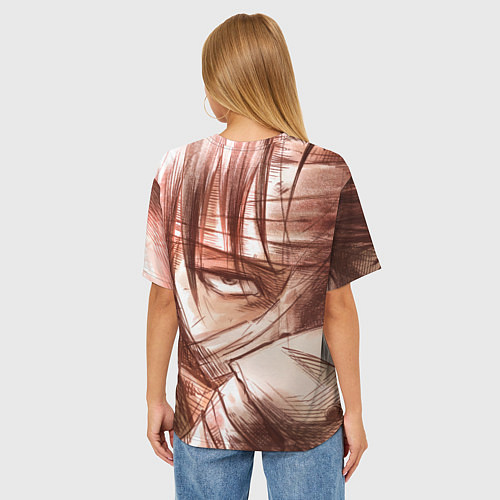 Женская футболка оверсайз Атака Титанов Леви Аккерман / 3D-принт – фото 4