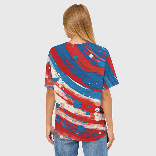 Женская футболка оверсайз Краски в цветах флага РФ / 3D-принт – фото 4