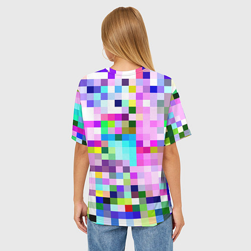 Женская футболка оверсайз Пиксельная яркая абстракция / 3D-принт – фото 4