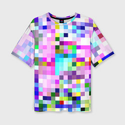 Женская футболка оверсайз Пиксельная яркая абстракция