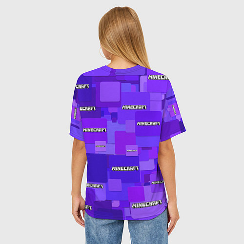 Женская футболка оверсайз Minecraft pattern logo / 3D-принт – фото 4