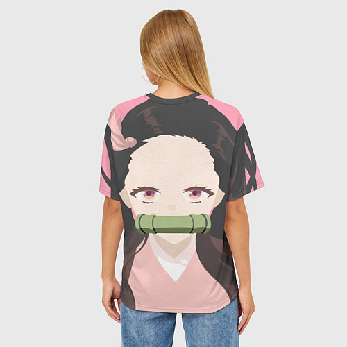 Женская футболка оверсайз Клинок рассекающий демонов Нэдзуко / 3D-принт – фото 4