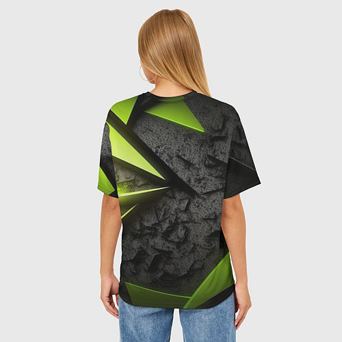 Женская футболка оверсайз Baldurs Gate 3 logo green abstract / 3D-принт – фото 4