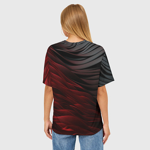 Женская футболка оверсайз Baldurs Gate 3 logo dark red black / 3D-принт – фото 4