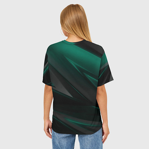 Женская футболка оверсайз Baldurs Gate 3 logo green geometry / 3D-принт – фото 4