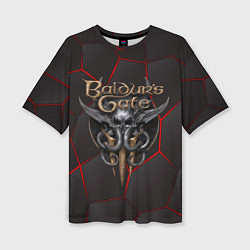Футболка оверсайз женская Baldurs Gate 3 logo red black geometry, цвет: 3D-принт