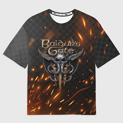 Футболка оверсайз женская Baldurs Gate 3 logo fire, цвет: 3D-принт