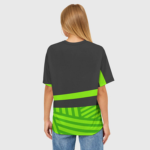Женская футболка оверсайз Doug Brawl stars green black / 3D-принт – фото 4