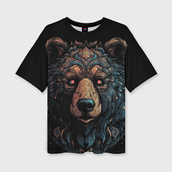 Женская футболка оверсайз Медведь из узоров