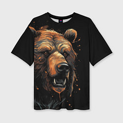 Женская футболка оверсайз Бурый медведь