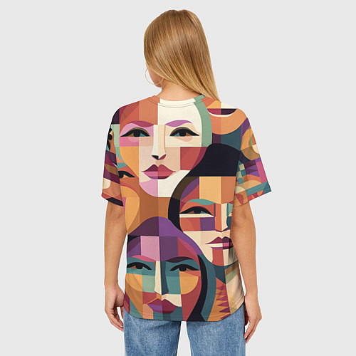 Женская футболка оверсайз Геометрические портреты девушек / 3D-принт – фото 4