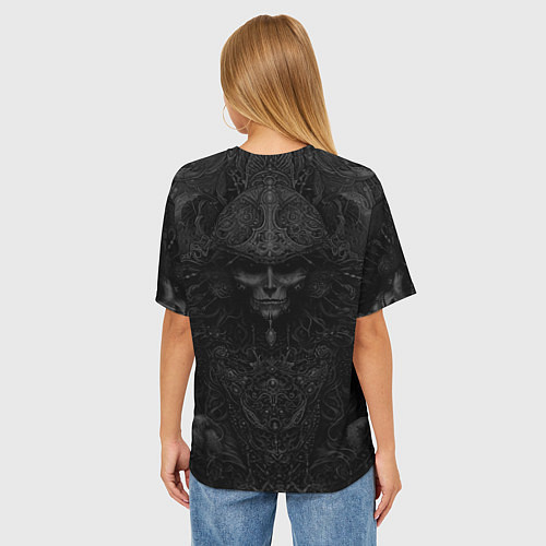 Женская футболка оверсайз Ведьма на троне из черепов / 3D-принт – фото 4
