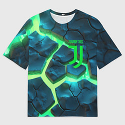 Футболка оверсайз женская Ювентус разлом зеленых плит, цвет: 3D-принт