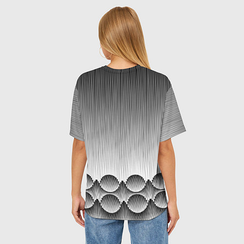 Женская футболка оверсайз Круглая полосатая геометрия / 3D-принт – фото 4