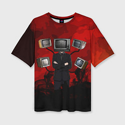 Футболка оверсайз женская Skibidi toilet Tv Man, цвет: 3D-принт