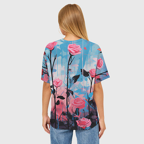 Женская футболка оверсайз Цветочная аура / 3D-принт – фото 4