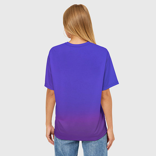 Женская футболка оверсайз Мама длинные ноги синий градиент / 3D-принт – фото 4