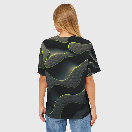 Женская футболка оверсайз Объемная темная текстура / 3D-принт – фото 4