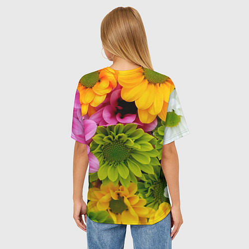 Женская футболка оверсайз Паттерн цветочный / 3D-принт – фото 4