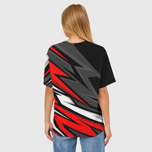 Женская футболка оверсайз Митсубиси - красный спортивный / 3D-принт – фото 4