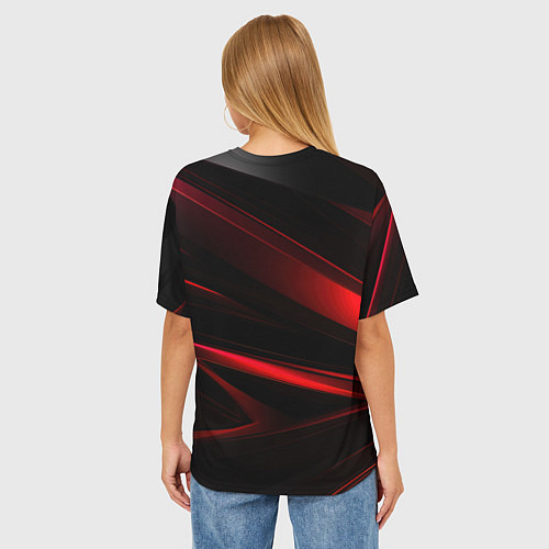 Женская футболка оверсайз CSGO red black logo / 3D-принт – фото 4