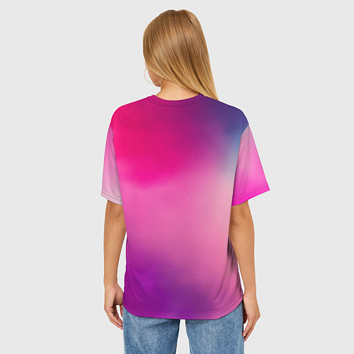 Женская футболка оверсайз Футболка розовая палитра / 3D-принт – фото 4