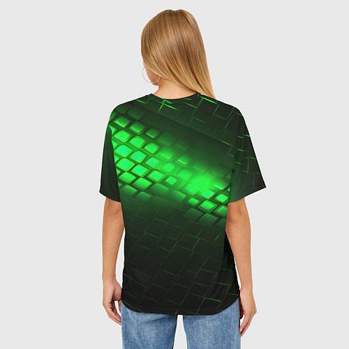 Женская футболка оверсайз Juventus green logo neon / 3D-принт – фото 4