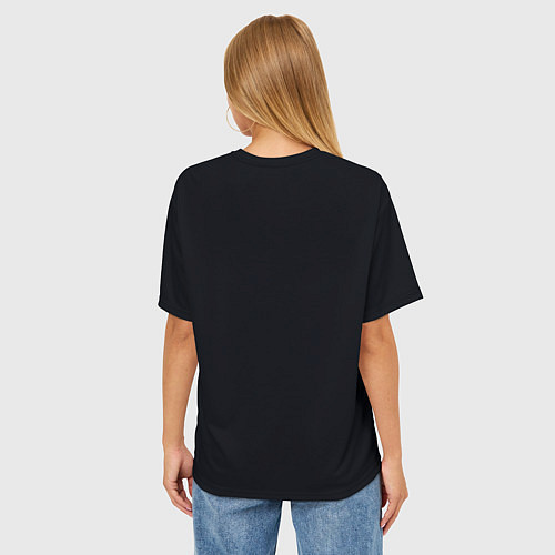 Женская футболка оверсайз Черный корсет с блестящими стразами / 3D-принт – фото 4