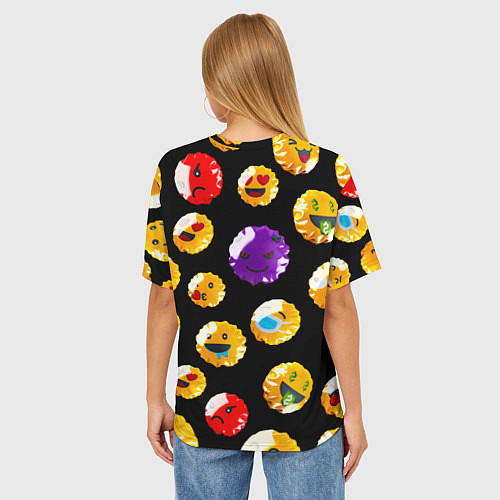 Женская футболка оверсайз Хитрый эмоджи / 3D-принт – фото 4
