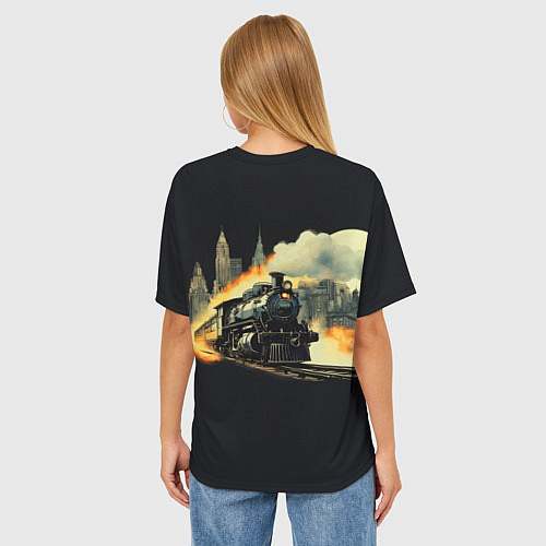 Женская футболка оверсайз Поезд путешествие / 3D-принт – фото 4