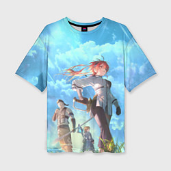 Женская футболка оверсайз Реинкарнация безработного - персонажи