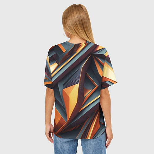Женская футболка оверсайз Разноцветная 3D геометрия узоров метавселенной / 3D-принт – фото 4