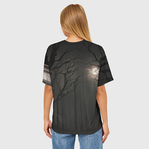 Женская футболка оверсайз Девушка в белье под луной / 3D-принт – фото 4