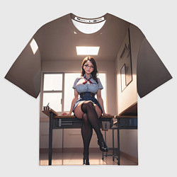 Футболка оверсайз женская Ученица в чулках, цвет: 3D-принт