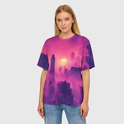 Футболка оверсайз женская Розовый город Retrowaves, цвет: 3D-принт — фото 2