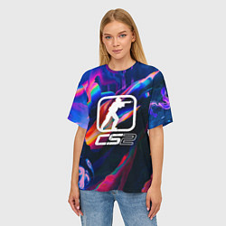 Футболка оверсайз женская КС2 логотип, цвет: 3D-принт — фото 2