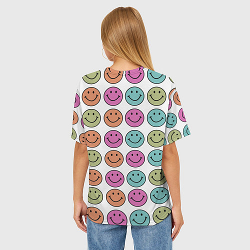 Женская футболка оверсайз Smiley face / 3D-принт – фото 4