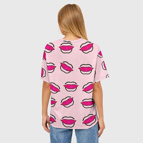 Женская футболка оверсайз Силуэт губы / 3D-принт – фото 4