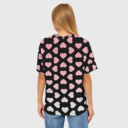 Женская футболка оверсайз Розовый единорог с сердечками / 3D-принт – фото 4