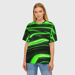 Футболка оверсайз женская Зеленые объемные элементы, цвет: 3D-принт — фото 2