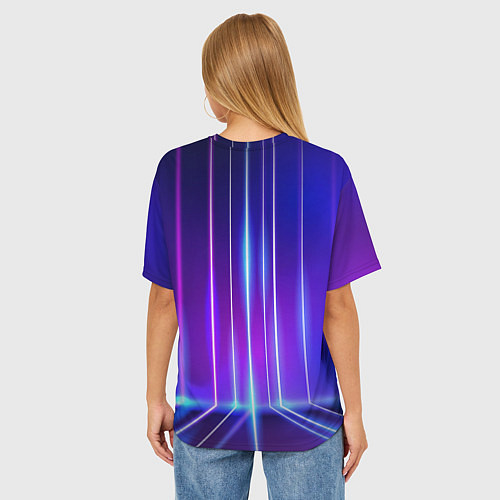 Женская футболка оверсайз Neon glow - vaporwave - strips / 3D-принт – фото 4
