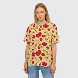 Футболка оверсайз женская Россыпь вишни на веточках, цвет: 3D-принт — фото 2