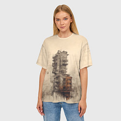 Футболка оверсайз женская Иллюстрация футуристического дома, цвет: 3D-принт — фото 2