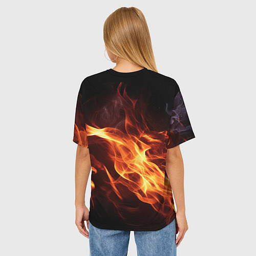 Женская футболка оверсайз Baldurs Gate 3 fire / 3D-принт – фото 4