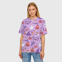 Футболка оверсайз женская Halloween pattern арт, цвет: 3D-принт — фото 2