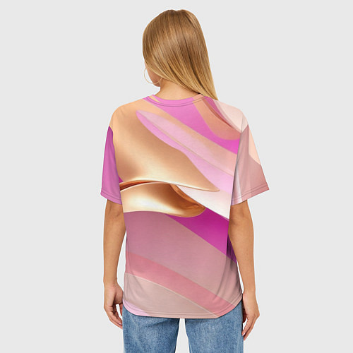 Женская футболка оверсайз Розовый с золотом абстрактный фон / 3D-принт – фото 4