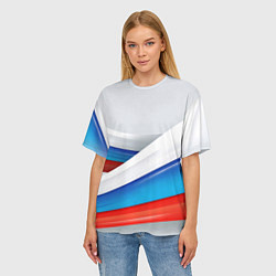 Футболка оверсайз женская Российские флаги, цвет: 3D-принт — фото 2