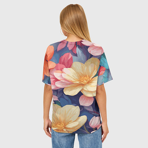 Женская футболка оверсайз Водянная лилия лотосы кувшинки / 3D-принт – фото 4